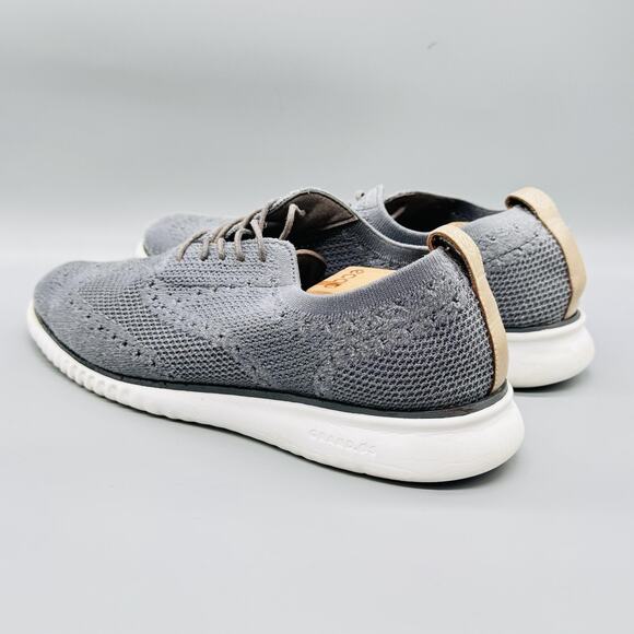 Cole Haan Shoes Mens 13 Gray Knit Zerogrand Stitchlite Wingtip Oxford Sneakers - Picture 5 of 12